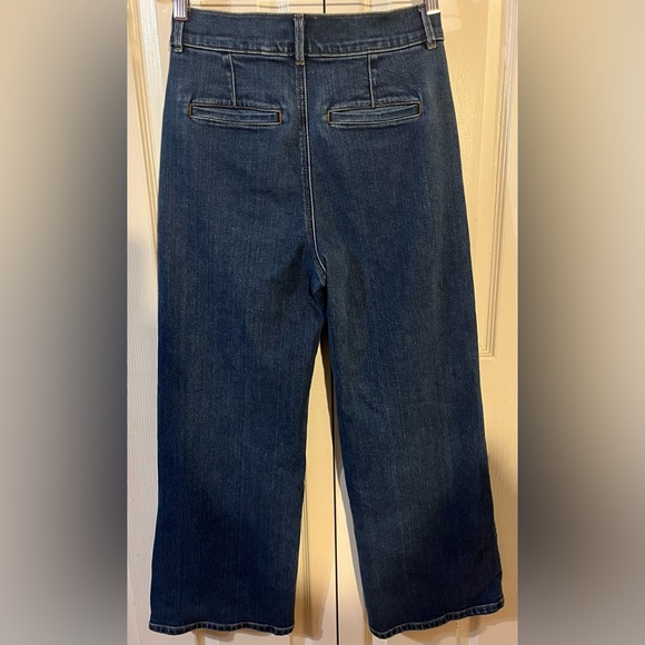 Ann Taylor The Trouser Jeans Wide Leg Relaxed Fit Dark Rinse Size 4 Petite - Picture 4 of 9
